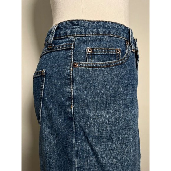 OLD NAVY Vintage Denim Blue Jean Midi Skirt Y2K 2002 Medium Wash Button Fly Sz 2 - Picture 9 of 13